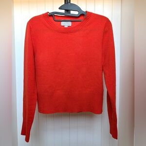 J. Crew Cashmere Shrunken Crew Neck Sweater Red Orange